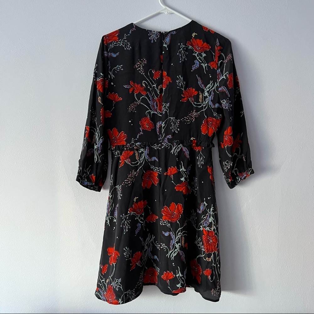 Madewell Windblown Poppies Ruffle Waist Silk Dress 2 - Picture 9 of 14